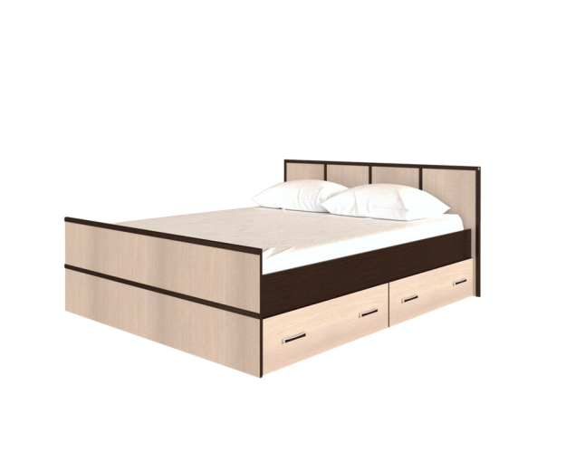 Кровать Сакура с настилом и ящиками 1,6 (Венге/Лоредо)