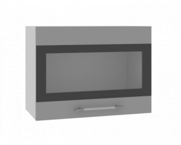 Ройс ВПГСФ 600 Шкаф верхний горизонтальный со стеклом с фотопечатью высокий (Ваниль софт/корпус Серый)