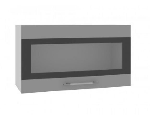 Ройс ВПГСФ 800 Шкаф верхний горизонтальный со стеклом с фотопечатью высокий (Ваниль софт/корпус Серый)