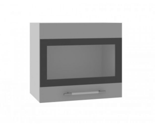 Ройс ВПГСФ 500 Шкаф верхний горизонтальный со стеклом с фотопечатью высокий (Белый софт/корпус Серый)