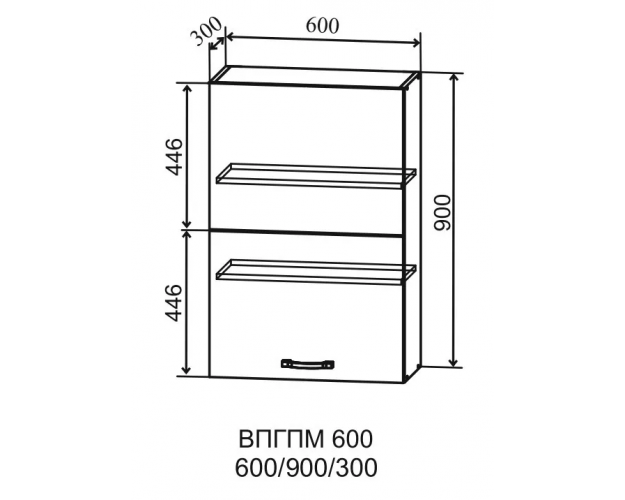 Гарда ВПГПМ 600 шкаф верхний высокий Blum Aventos (Белый патина/корпус Серый)