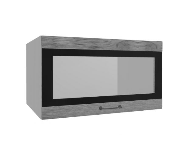Лофт ВПГСФ 800 шкаф верхний горизонтальный со стеклом высокий с фотопечатью (Дуб цикорий/корпус Серый)