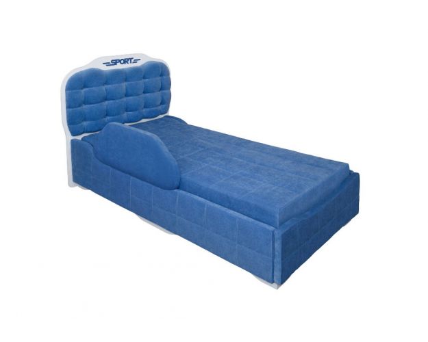Кровать 190 Атлет Lux 29 Синий (мягкий бортик)