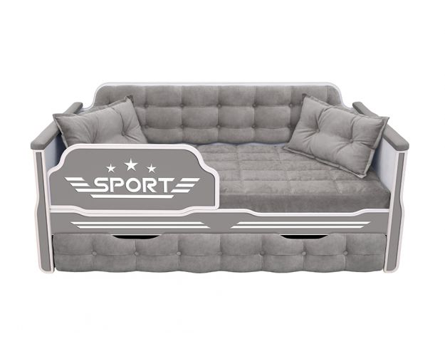 Кровать 190 серии Спорт 1 ящик 45 Серый (подушки)