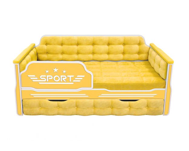 Кровать 180 серии Спорт 1 ящик 74 Жёлтый (мягкие боковые накладки)