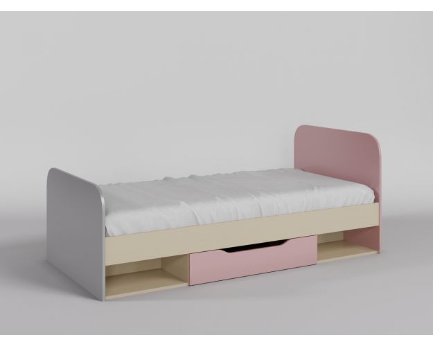 Кровать Грэйси 1950х950 (Розовый/Серый/корпус Клен)