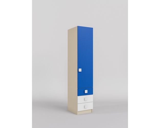 Шкаф угловой (секция с ящиками) Скай (Синий/Белый/корпус Клен)