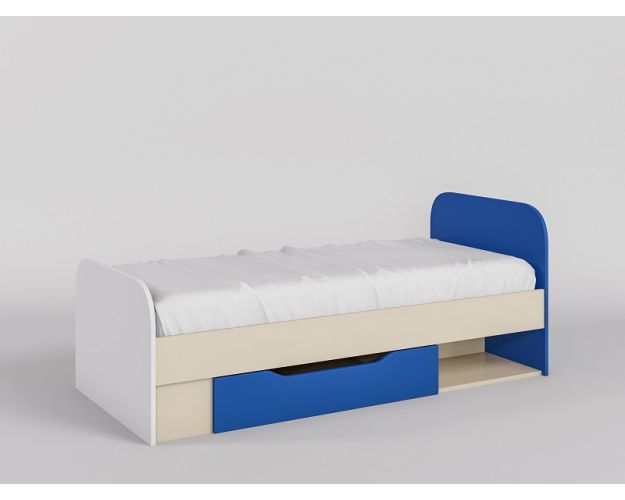 Кровать Скай 1650х750 (Синий/Белый/корпус Клен)