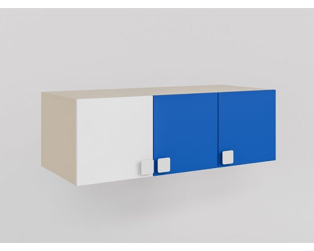 Антресоль на шкаф 3-х створчатый Скай (Синий/Белый/корпус Клен)