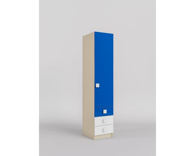 Шкаф угловой (секция с ящиками) Скай люкс (Синий/Белый/корпус Клен)