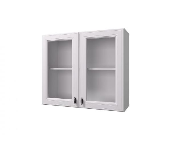Шкаф 80 с 2-мя витринами Ева (Белый Софт/корпус Белый)