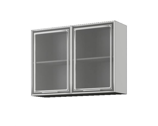Барселона ШВС 1000 Шкаф верхний со стеклом (Седой клён/корпус Белый)