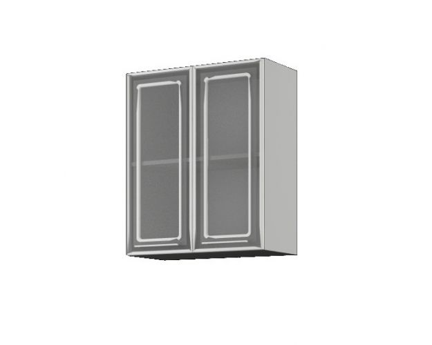 Барселона ШВС 600 Шкаф верхний со стеклом (Седой клён/корпус Белый)