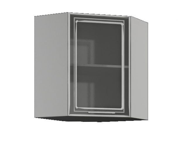 Барселона ШВУС 600 Шкаф верхний угловой со стеклом (Седой клён/корпус Венге)