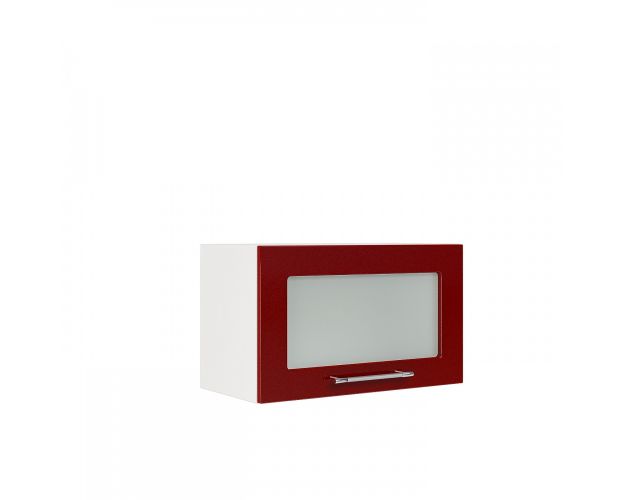 Олива глянец ШВГС 600 Шкаф верхний горизонтальный со стеклом (Белый глянец/корпус Белый)