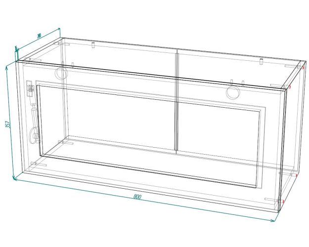 Бруклин ШВГС 800 Шкаф верхний горизонтальный со стеклом (Бетон белый/корпус Венге)