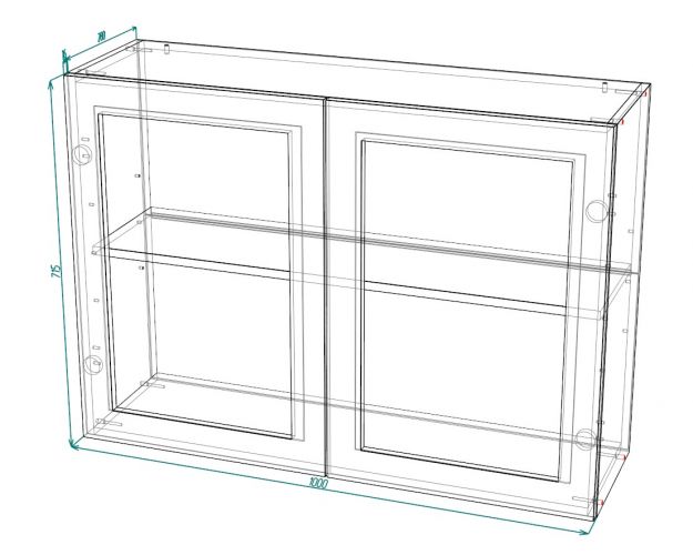 Кёльн ШВС 1000 Шкаф верхний со стеклом (Софт смок/корпус Белый)