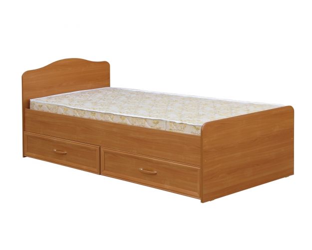 Кровать одинарная с ящиками 800-1 без матраса (круглые спинки) Вишня Оксфорд