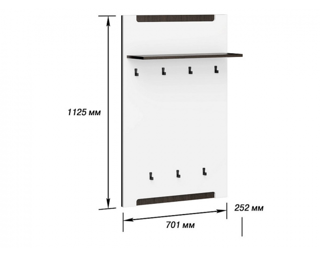 Панель вешалки Стокгольм белый глянец / венге