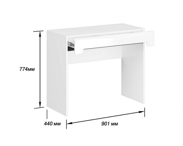 Стол макияжный Стокгольм белый / венге / белый глянец