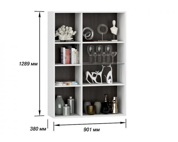 Витрина 2-ств. лев / прав Стокгольм белый / венге / белый глянец