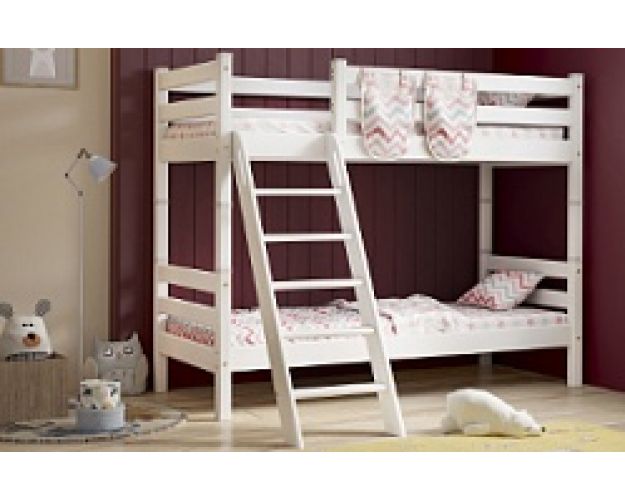 Кровать Соня Вариант 10 с наклонной лестницей со шторой, подушкой 40х40 и 2-мя карманами Белый полупрозрачный/Зигзаг коралловый