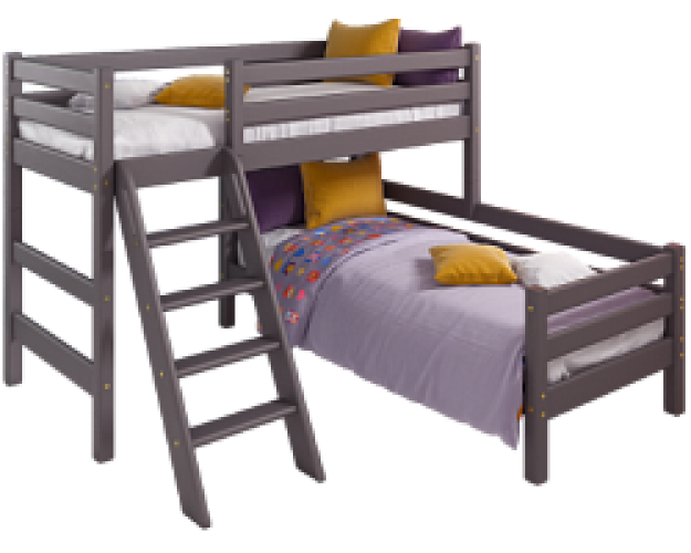 Кровать Соня вариант 8 угловая с наклонной лестницей Лаванда