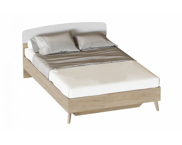  Кровать Калгари 1400 с основанием Дуб натуральный светлый/Белый матовый