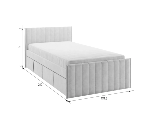 Кровать с ящиками Твикс 900 мята (велюр)