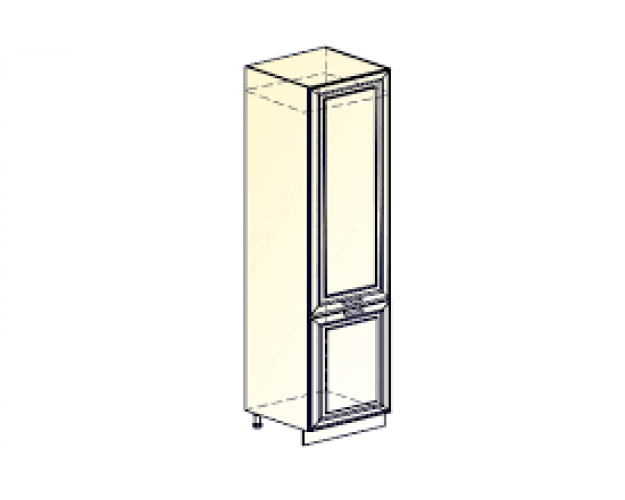 Атланта Шкаф-пенал L600 под холодильник (2 дв.гл.) (эмаль) (Белый/Сливки патина платина)
