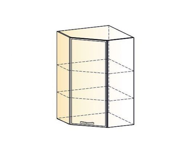 Монако Шкаф навесной угл. L600х600 Н900 (1 дв. гл.) (Белый/Охра матовый)