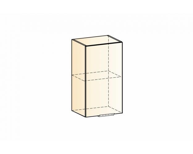 Стоун Шкаф навесной L400 Н720 (1 дв. гл.) (белый/джелато софттач)