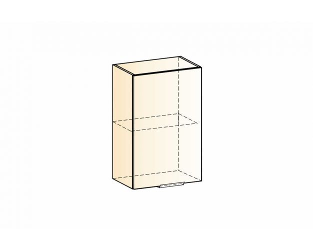 Стоун Шкаф навесной L450 Н720 (1 дв. гл.) (белый/акация светлая)