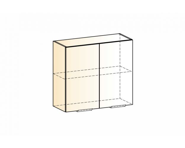 Стоун Шкаф навесной L800 Н720 (2 дв. гл.) (белый/камень светло-серый)
