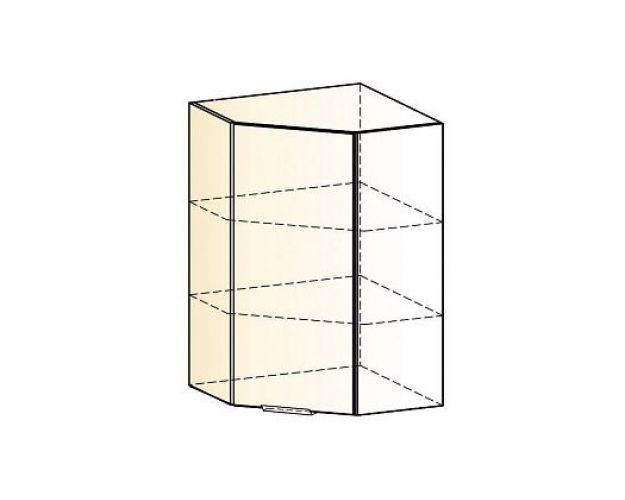 Стоун Шкаф навесной угл. L600x600 Н900 (1 дв. гл.) (белый/акация светлая)