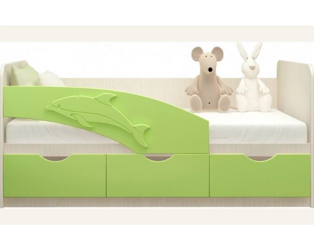 Кровать детская 1,8м Дельфин (Салатовый металлик)