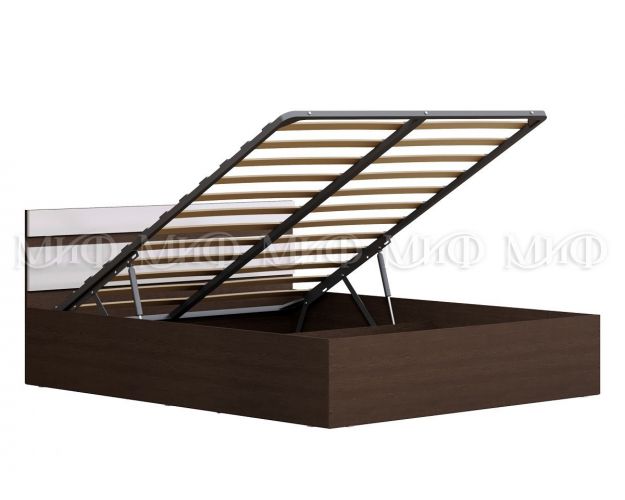 Кровать с подъемным механизмом Нэнси 1,6м (Венге/Белый глянец)