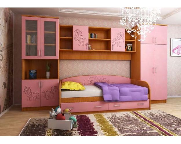Детская Веселый пони Комплект мебели (Вишня оксфорд/Розовый)