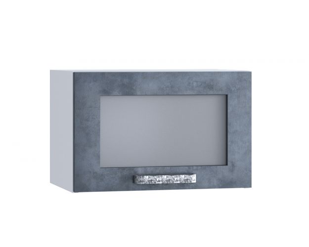 Лофт Шкаф верхний горизонтальный со стеклом ШВГС 500 (Бетон графит/корпус белый)