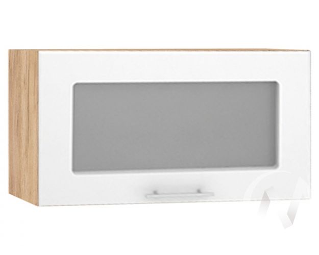 Шкаф со стеклом Валерия-М ШВГС-600 (Белый глянец/Дуб Крафт Золотой/верхний/горизонтальный)