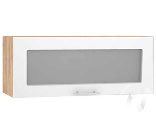 Шкаф со стеклом Валерия-М ШВГС-800 (Белый глянец/Дуб Крафт Золотой/верхний/горизонтальный)