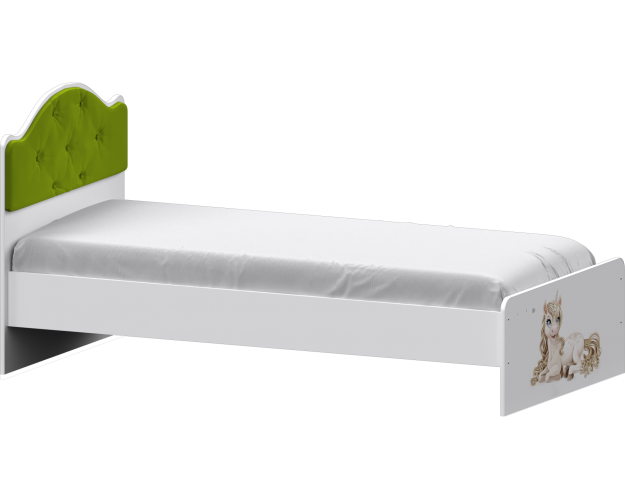 Кровать Каспер с мягкой спинкой и фотопечатью (900х2000)Белый/Лайм