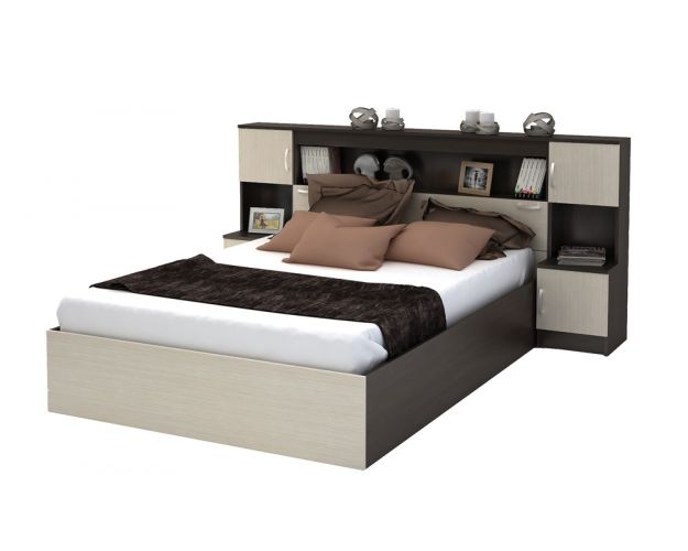 Кровать с прикроватным блоком КР 552 Спальня Basya (венге/белфорт)