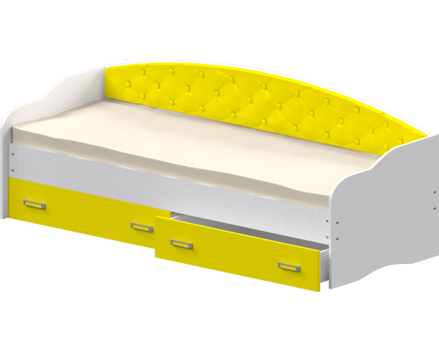 Кровать Софа-7 с мягкой спинкой (800х1900) Белый/Желтый