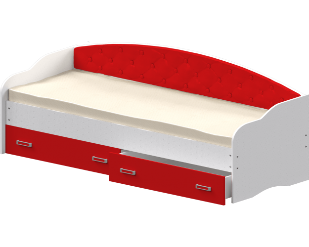 Кровать Софа-7 с мягкой спинкой (800х1900) Белый/Красный