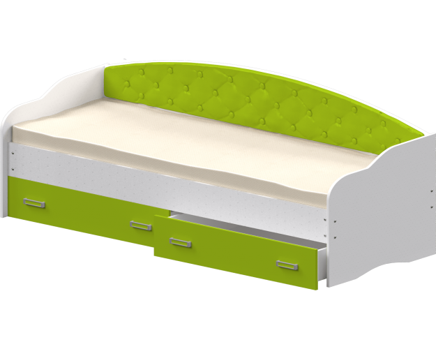 Кровать Софа-7 с мягкой спинкой (800х1900) Белый/Лайм
