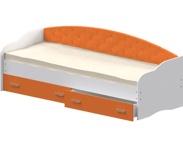 Кровать Софа-8 с мягкой спинкой (900х1900) Белый/Оранжевый