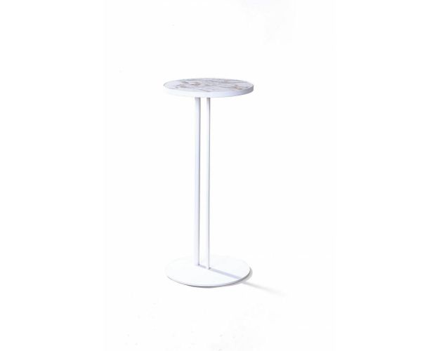 Журнальный столик Stone 015 (Круглый) Металл/Керамика 250 Белый