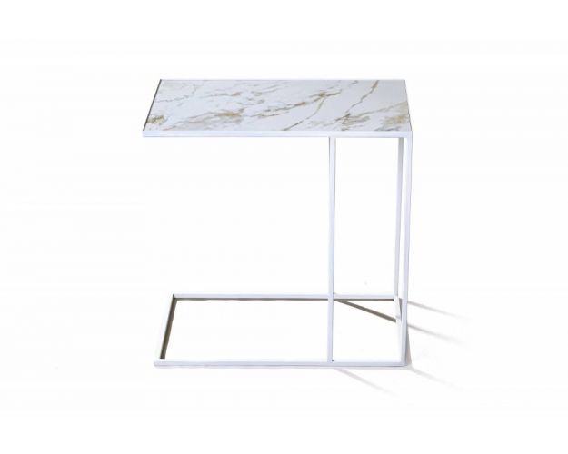 Журнальный столик Stone 01 (Круглый) Металл/Керамика 250 Белый