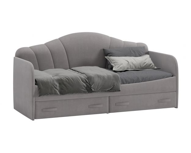 Кровать с мягкой спинкой и ящиками «Сабрина» 900 Светло-серый